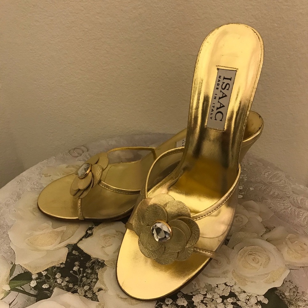 Mizrahi Gold Wedge Mule  -Size 8.5 - Picture 2 of 10